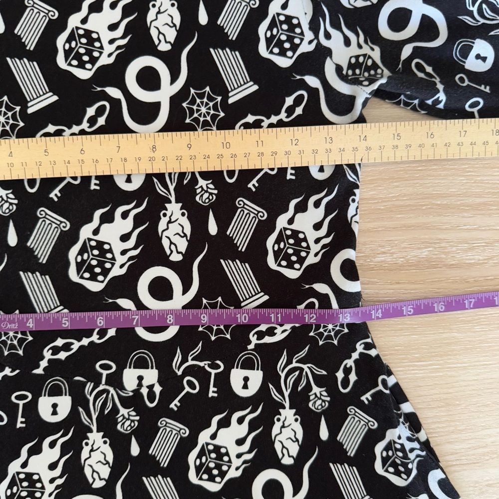 Nooworks‎ Small Ursula Mini Dress Odin Fit Flare Black White Novelty Long Sleeve - Picture 7 of 9